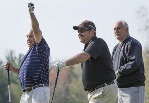 Paul Loughridge enjoys a round of golf with Don Jazwinski and Glen DeVries while playing The Falls at Barber Creek near Kent City, Michigan.