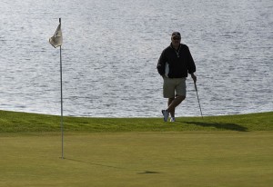 Golfer Paul Loughridge is shown playing The Falls at Barber Creek near Kent City, Michigan.