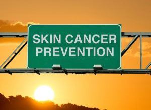 A green sign says, "Skin Cancer Prevention."