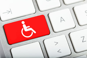 A disability button is shown on a keyboard.