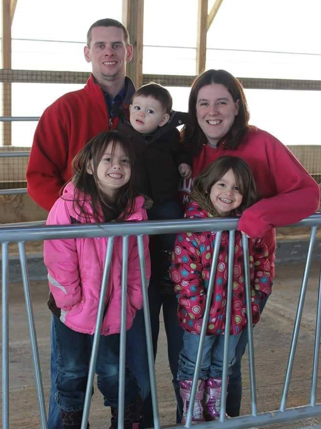 The Geers family pose for a photo at their family farm.