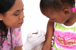 A young girl gets a RSV Vaccine Combo.