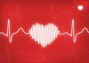 A red illustration of a heart beat.