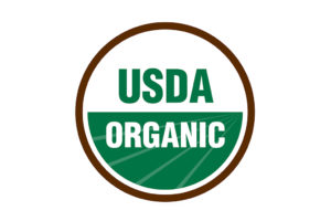 USDA Organic label is in focus.