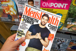 A "Men's Health" journal is shown.