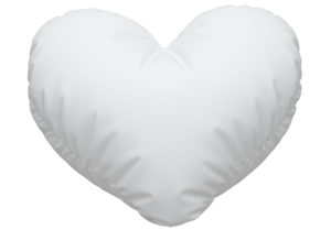 A white heart-shaped pillow.