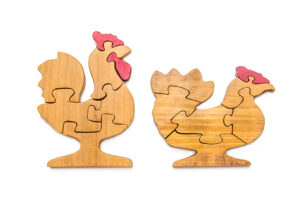 Two puzzles of a singular chicken are shown.