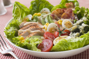 A simple Cobb salad is shown.